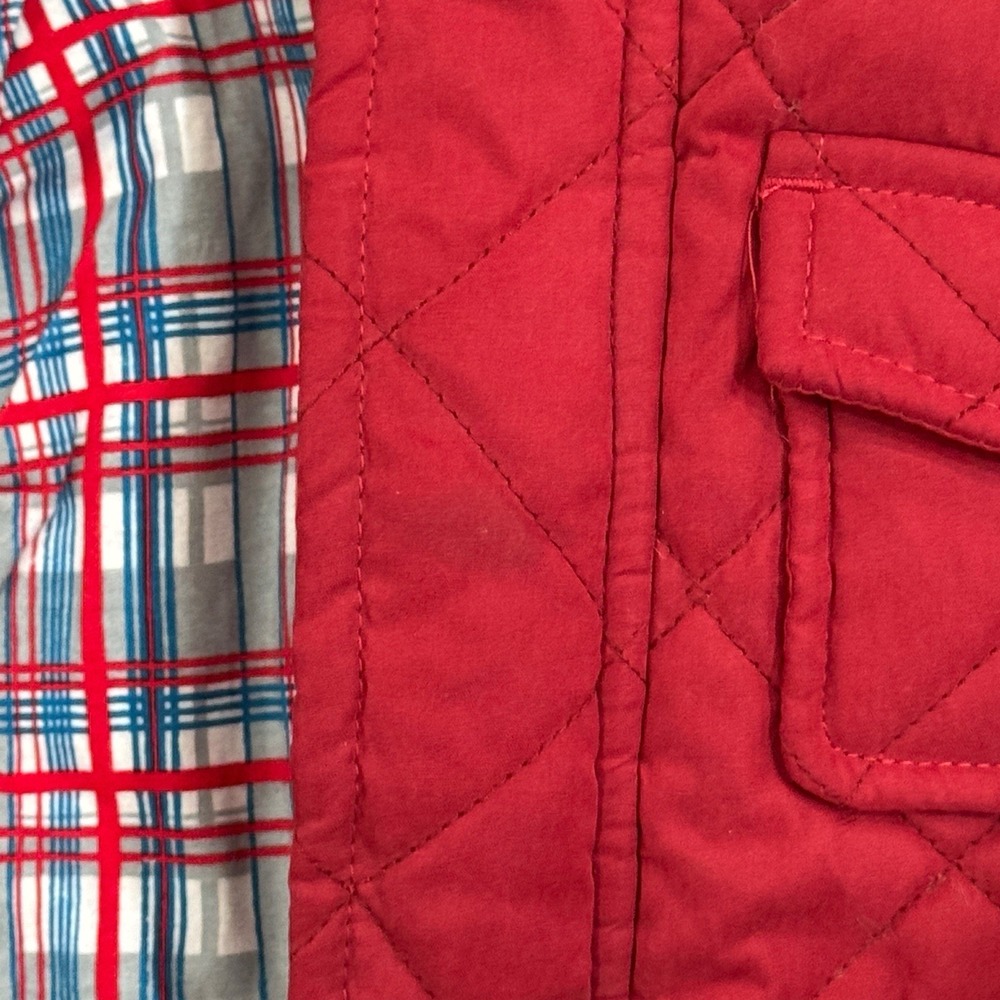 Panco Kids Red Quilted Hooded Jacket Plaid Lined 6-9 Months - Picture 7 of 8